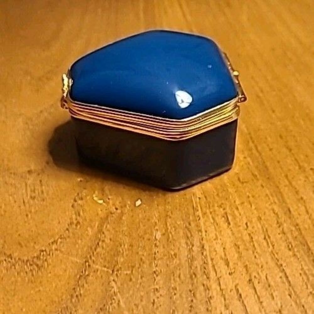 Vtg Limoges France Porcelain Dark Aqua Blue trinket Box Pill Box 2x2.25x1.5 NEW - Picture 6 of 12